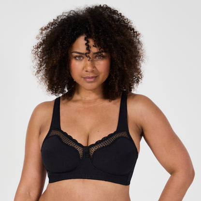 Cotton Comfort Black Underwired Bra